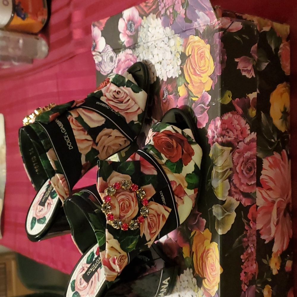 Dolce and Gabbana  floral pink rose shoes